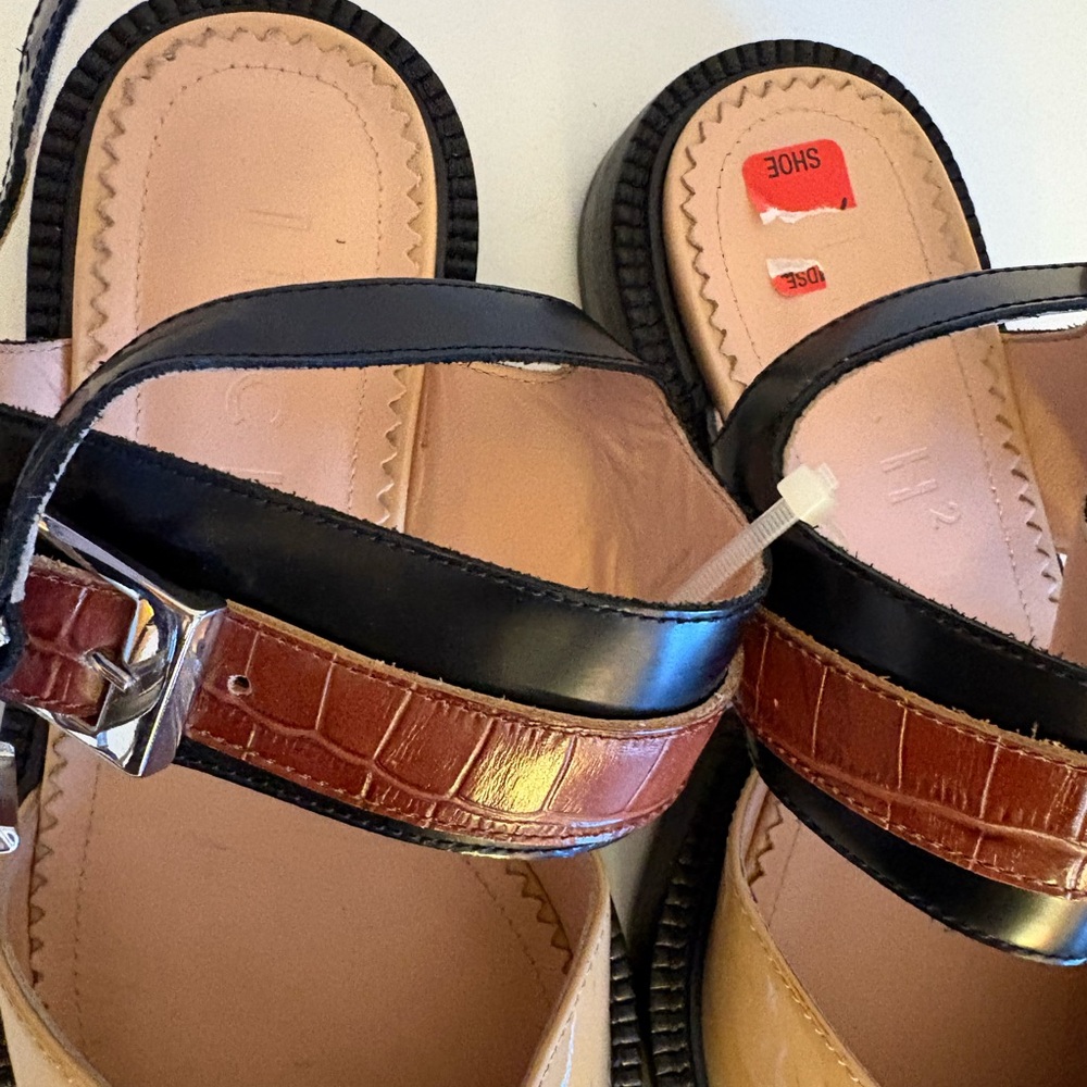 Inch2 Slingback Sandals Beige Brown Patent Leather Tan  Flats 7.5 - Picture 12 of 13